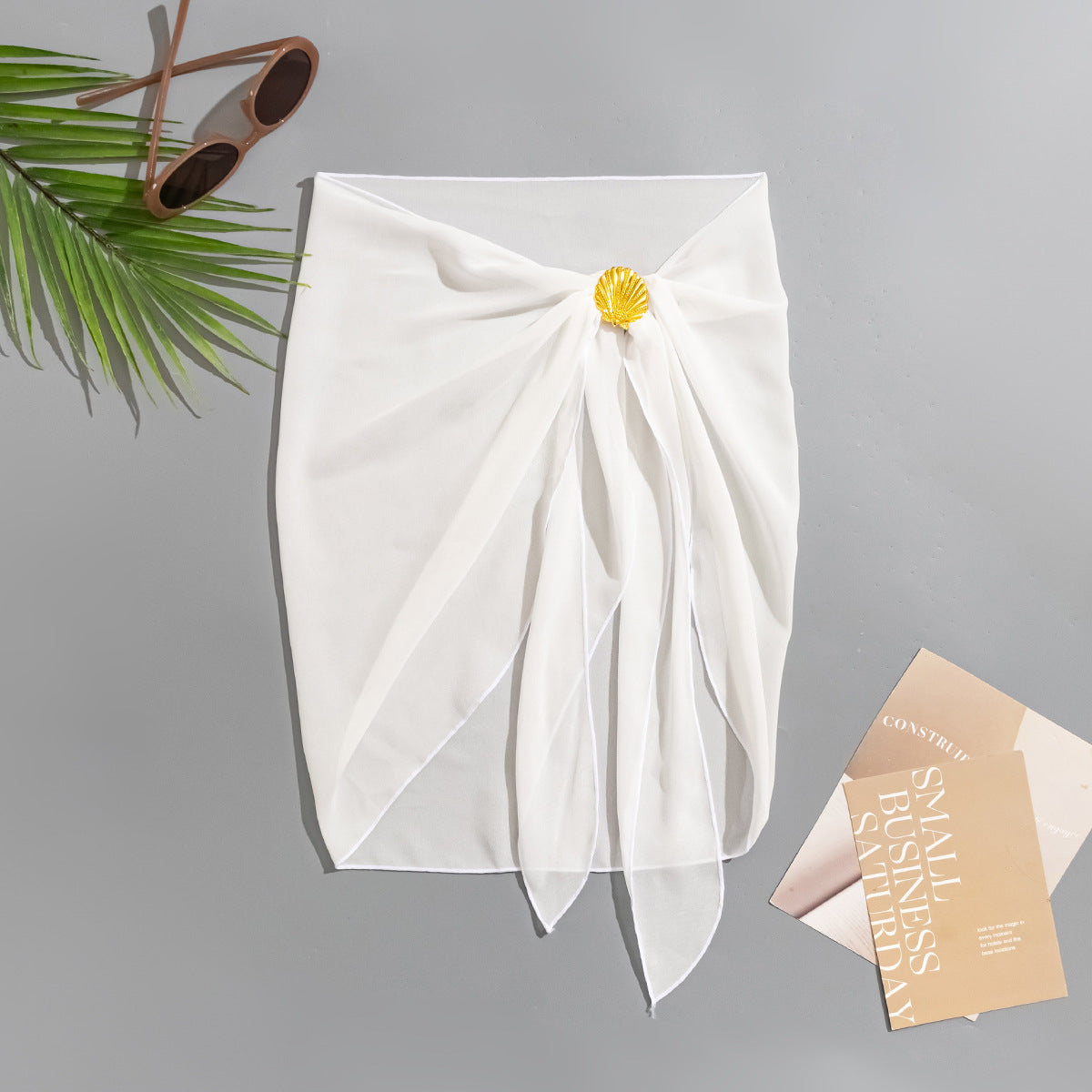 Exklusiver Chiffon Strand-Wickelrock mit Muschel-Detail – Luftiger Pareo & Bikini Cover-up – Eleganter Strandrock für Urlaub & Pool