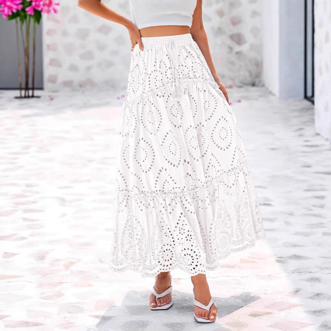 Women's Fashion Hollow-out Elegant Midi Skirt