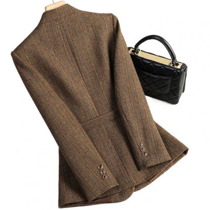 Sophistizierter Damen Wollblazer aus Chenille – Eleganter Business-Blazer mit Prinzessärmeln