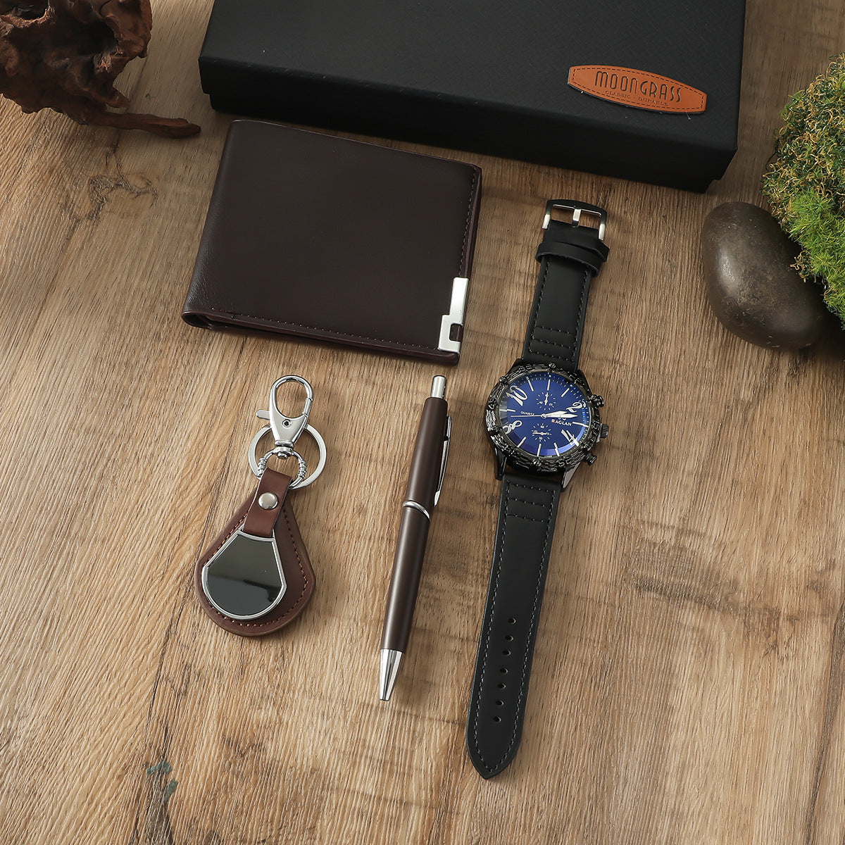 Schwarzes großes Zifferblatt Business-Geschenk-Box-Set