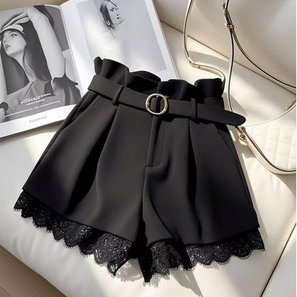 High-Waisted Spitzen-Culottes mit weitem Bein