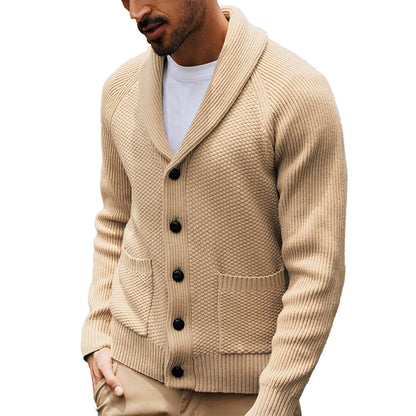 Casual Long-sleeve Sweater With A Turn-down Collar And Pockets