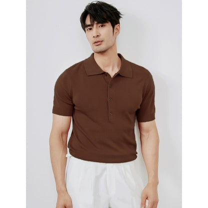 Leichte Luxus-Einfarbige Ansteck-Gestrickte Eis-Seide Einfache Kurzarm