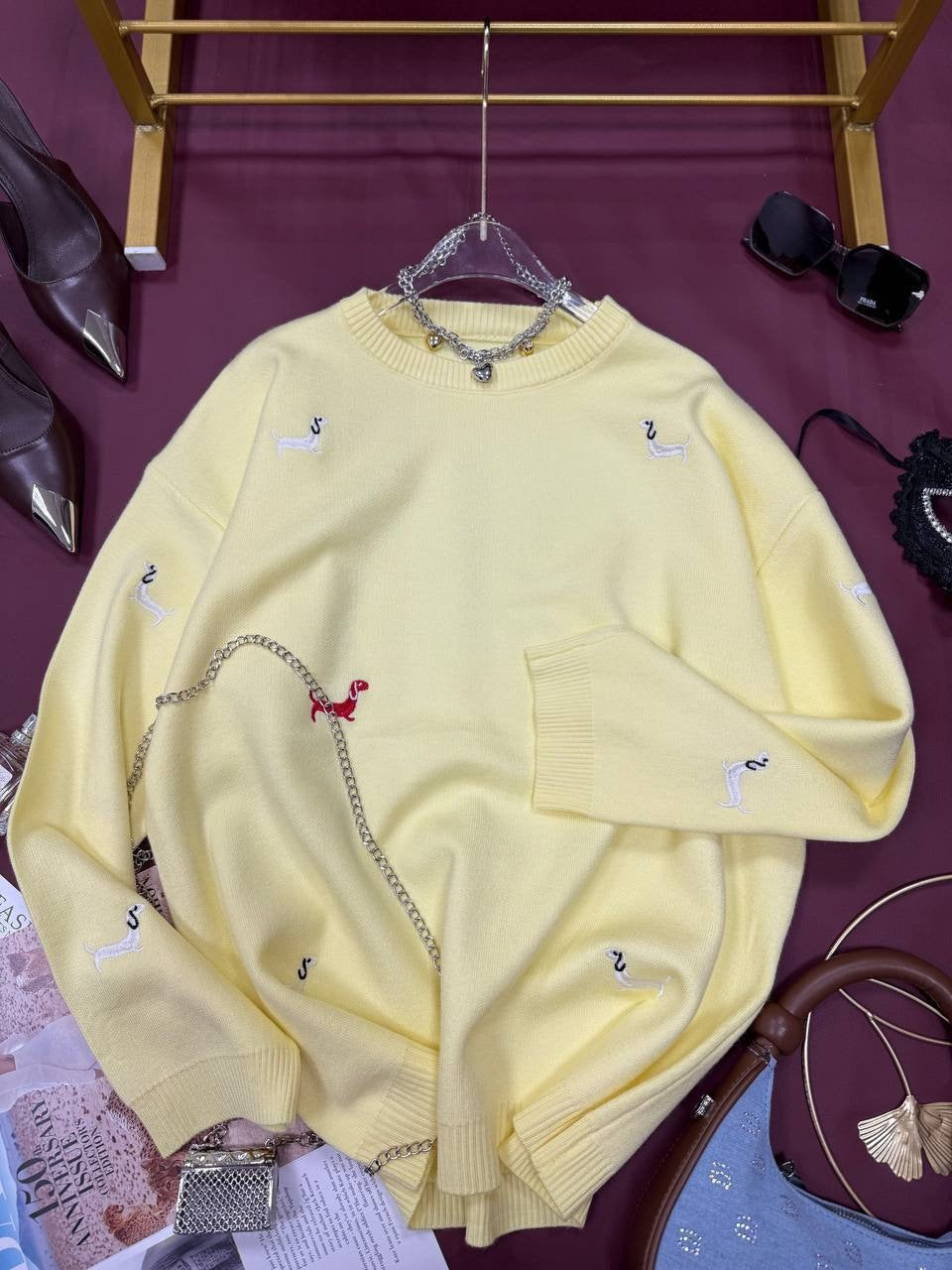 New Autumn And Winter Sweater Round Neck Long Sleeve Dog Print Casual