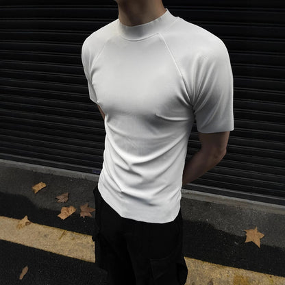 Slim-Fit Casual Schnell-trockenes, halbhoher Hals-Kurzarm-Unterhemd