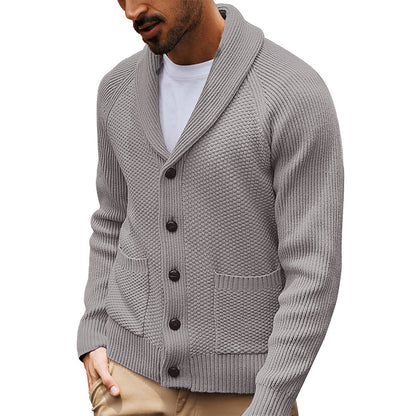 Casual Long-sleeve Sweater With A Turn-down Collar And Pockets