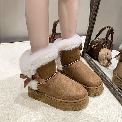 Women's Mid-Calf Fleece-Lined Thickened Thermal Cotton Boots