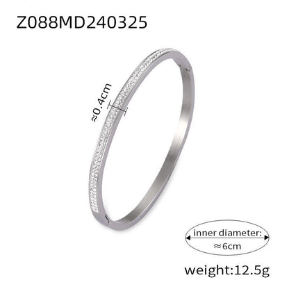 Retro Minority Unique Simple Jewelry Carved Roman Digital Design Diamond-embedded Titanium Steel Gold-plated Bracelet