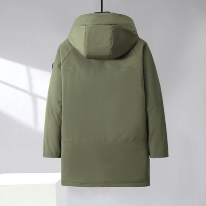 Winter Men's Cotton Coat Extra Large Size Mid-length With Hood Plus Size And Extra Thick Trendy For Big Men