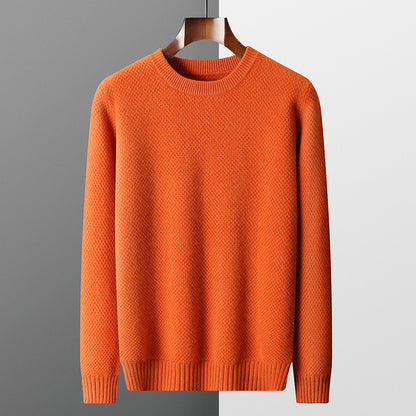 Round-neck Pullover Jacquard Solid-color Knit Base Sweater