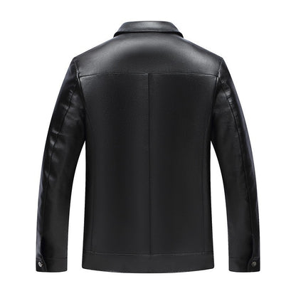 Turn-down Collar Leather Jacket For Spring And Autumn Business