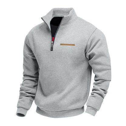 Men's Warm Stand Collar Contrast Stripes Sport Sweatshirt
