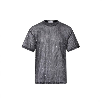 Western Style See-through Mesh Kurzarm-T-Shirt