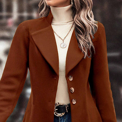 Women's Winter Overcoat Lapel Collar Single Breasted Outerwear Long Pea Coat