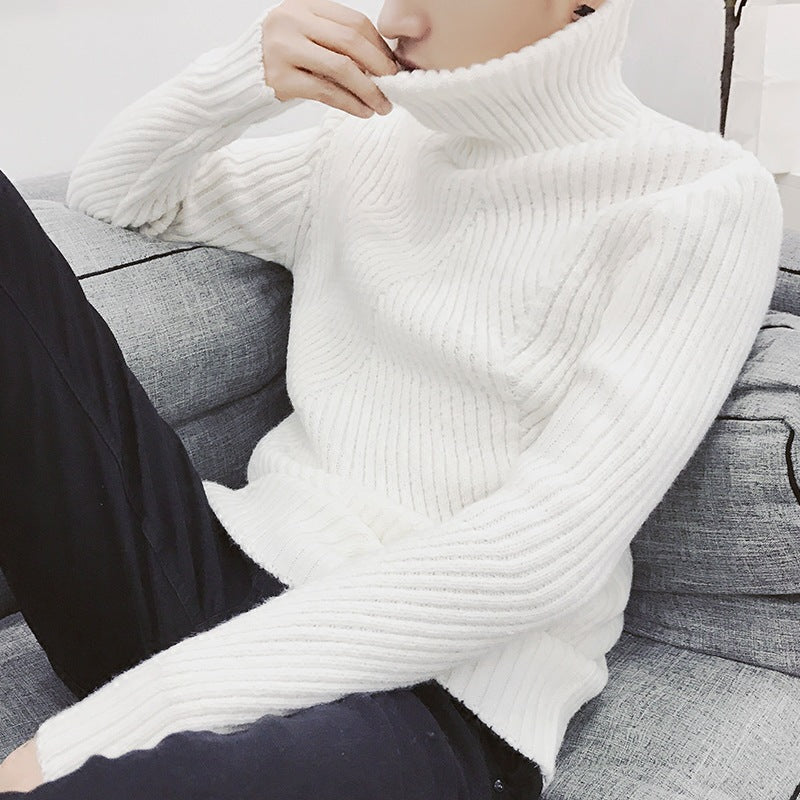 Thick High Collar Warm Solid Color Men's Sweater