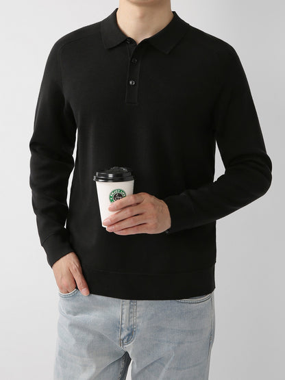 Casual Polo Shirt Knit Sweater Hoodie Solid Color Fashionable Lambswool Sweater