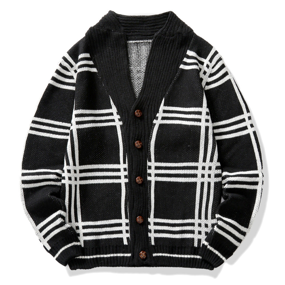 Men's Knitwear Sweater Fashion Color Blocking Cardigan Jacket