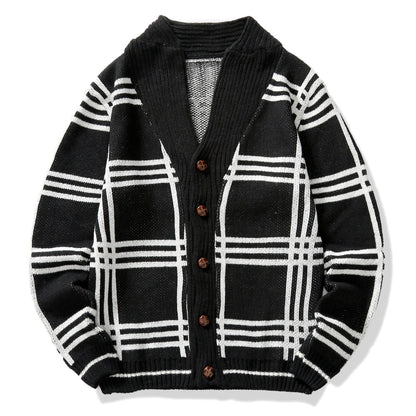 Men's Knitwear Sweater Fashion Color Blocking Cardigan Jacket
