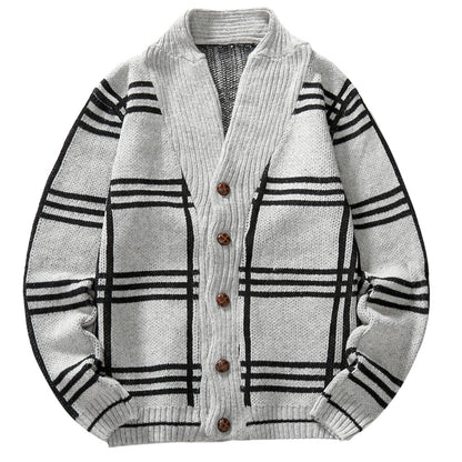 Men's Knitwear Sweater Fashion Color Blocking Cardigan Jacket