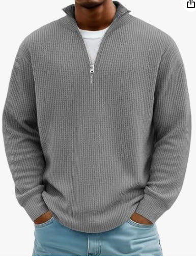 Herren Hoodie Waffle Strickpullover