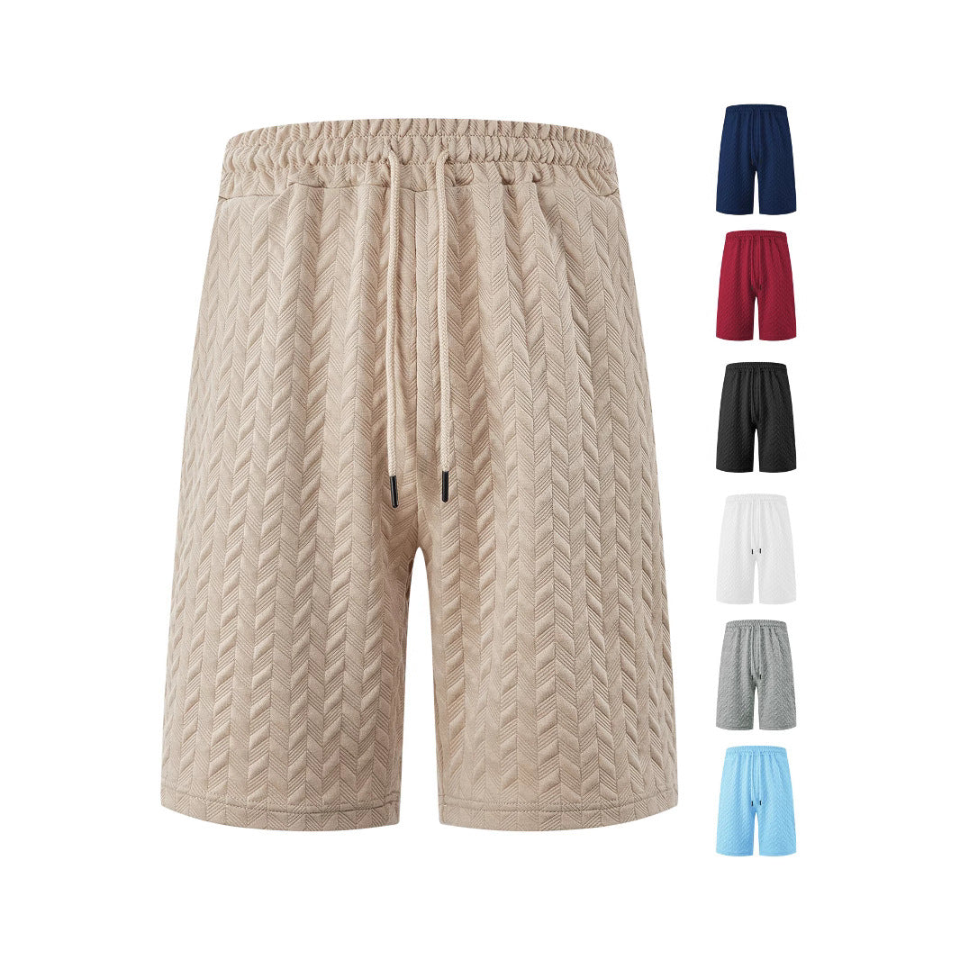Herren Loose Solid Jacquard Drawstring Casual Beach Pants