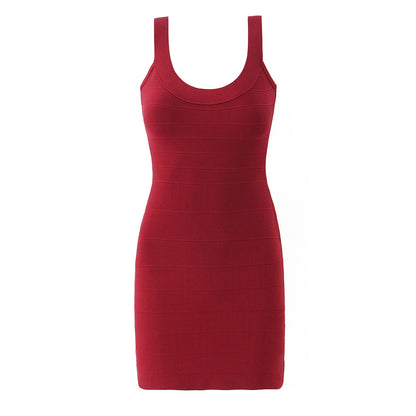 Women's Summer Solid-Color Stretchy Suspender Dress