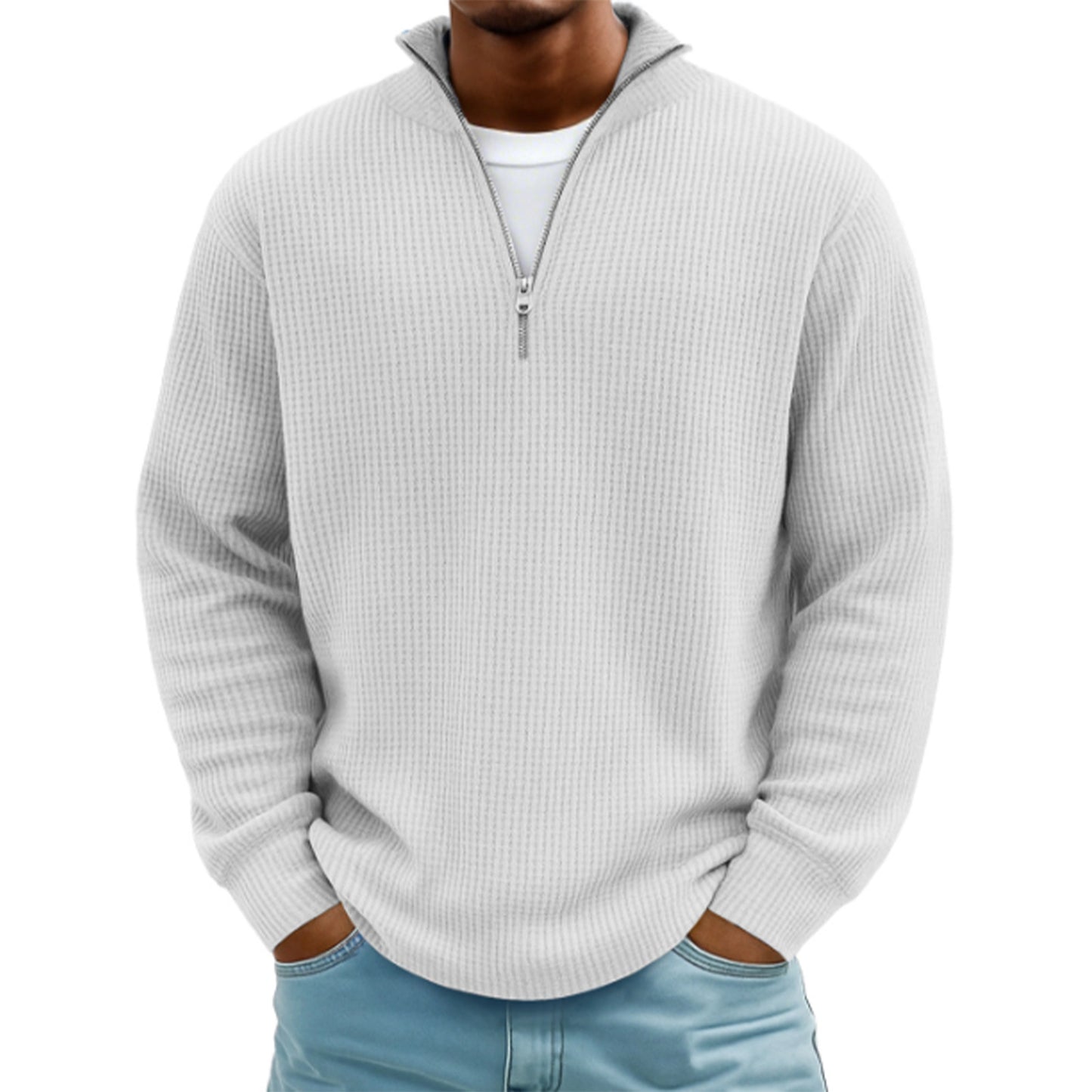 Herren Hoodie Waffle Strickpullover