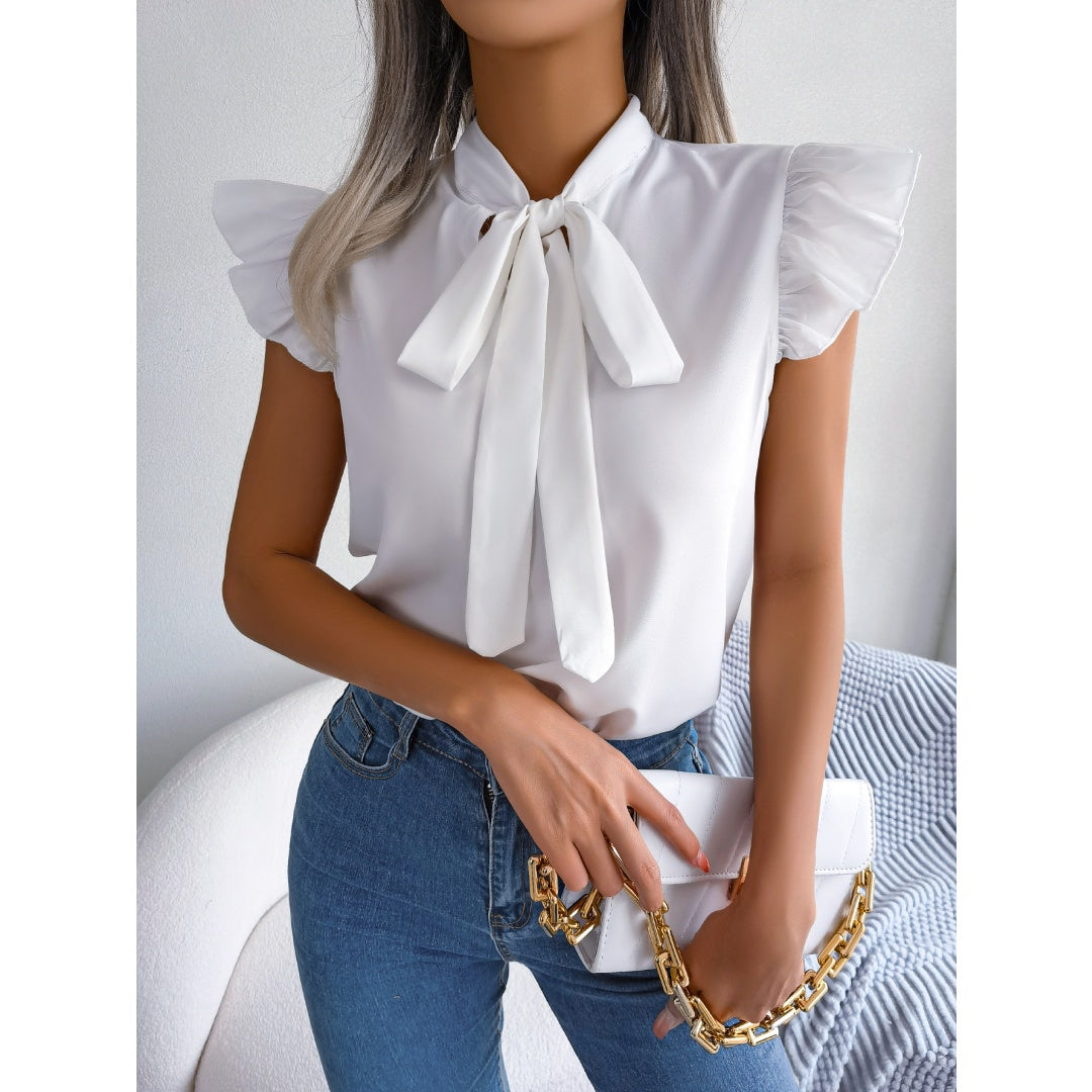 Romantische Chiffon-Bluse mit Rüschen und Schluppe