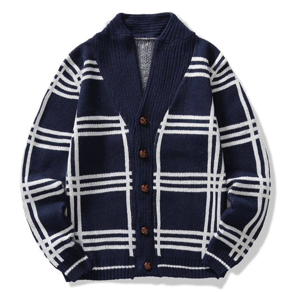 Men's Knitwear Sweater Fashion Color Blocking Cardigan Jacket