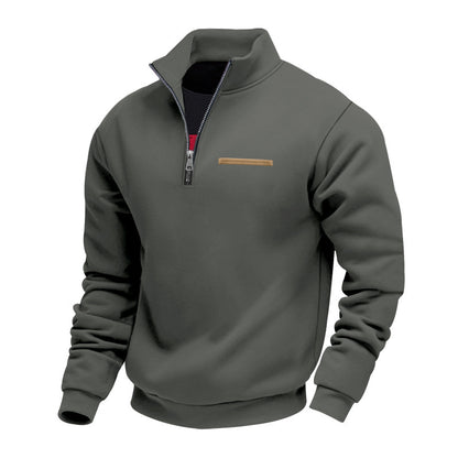 Men's Warm Stand Collar Contrast Stripes Sport Sweatshirt