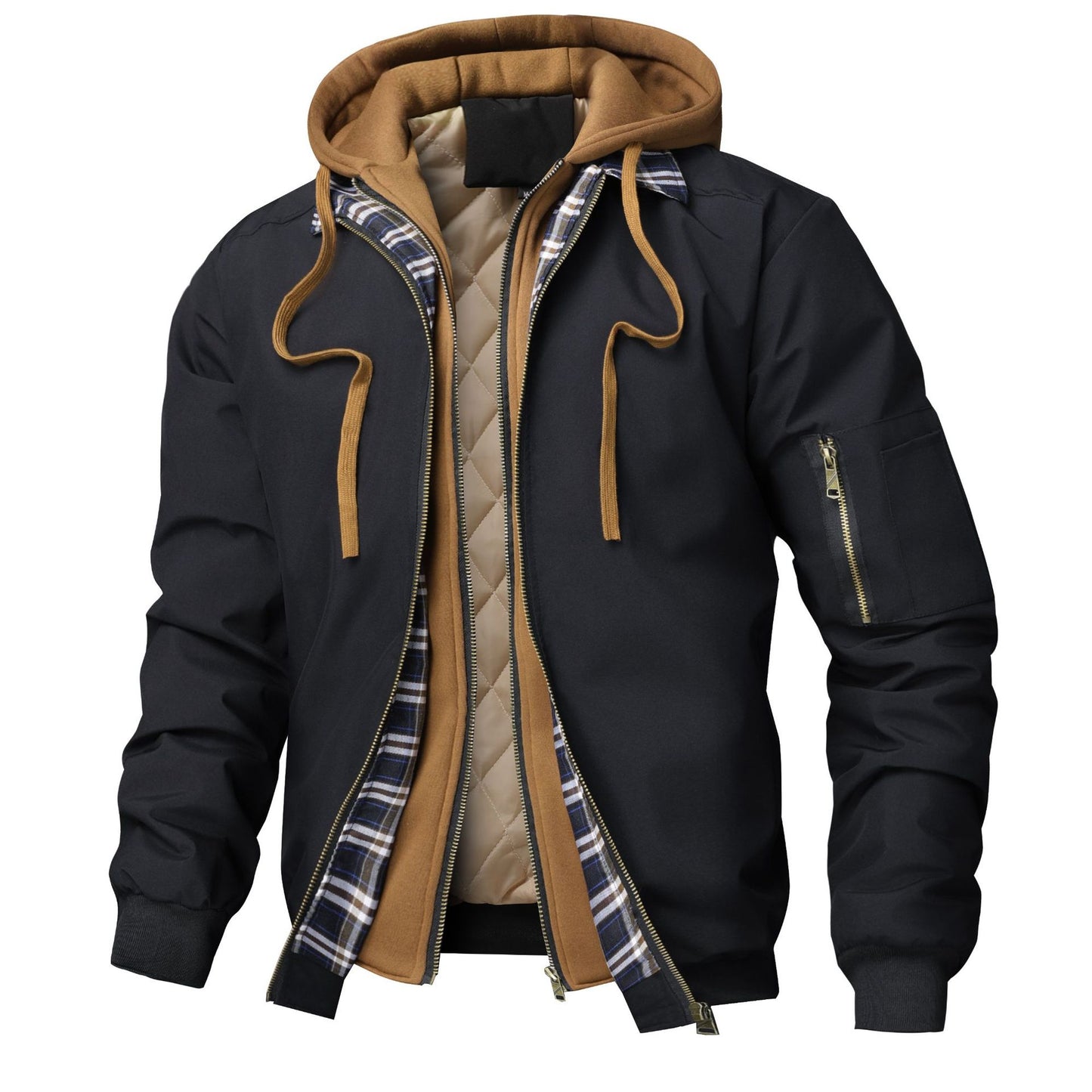 Jacke Oberbekleidung Stepp-Hoodie aus Baumwolle mit fauxem Zweiteiligem Design