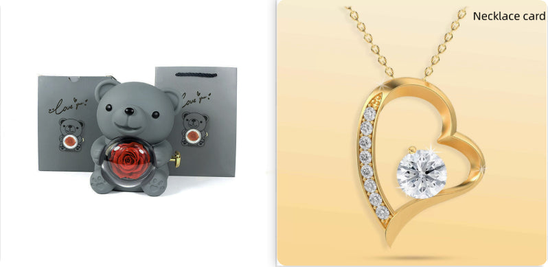 Rotierende Bär Geschenkbox Rose Schmuckkästchen