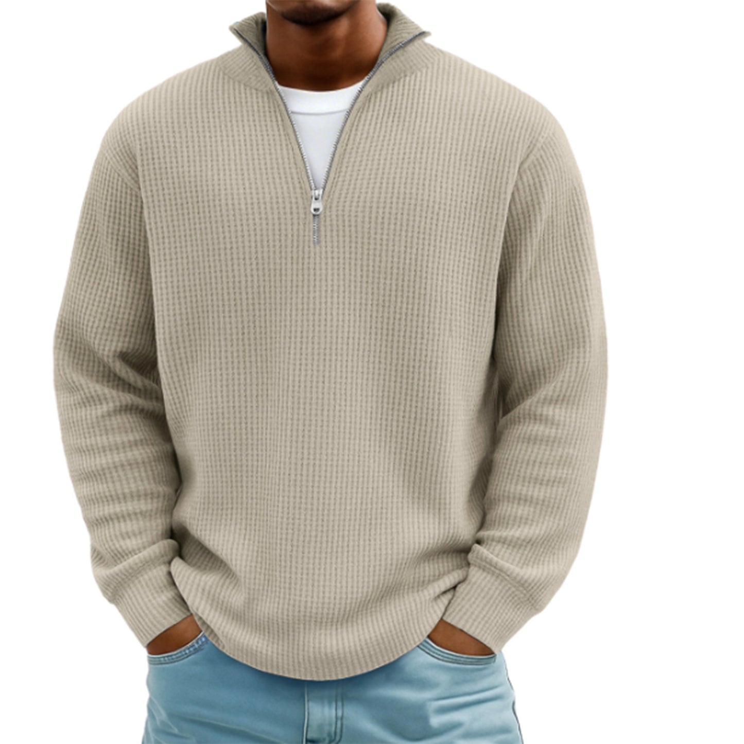 Herren Hoodie Waffle Strickpullover