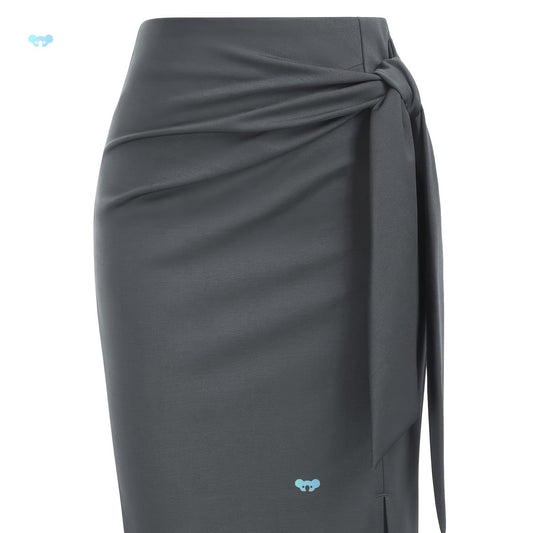 Hoch taillierter Midi-Rock in Chenille mit raffinierter Raffung