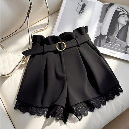 High-Waisted Spitzen-Culottes mit weitem Bein