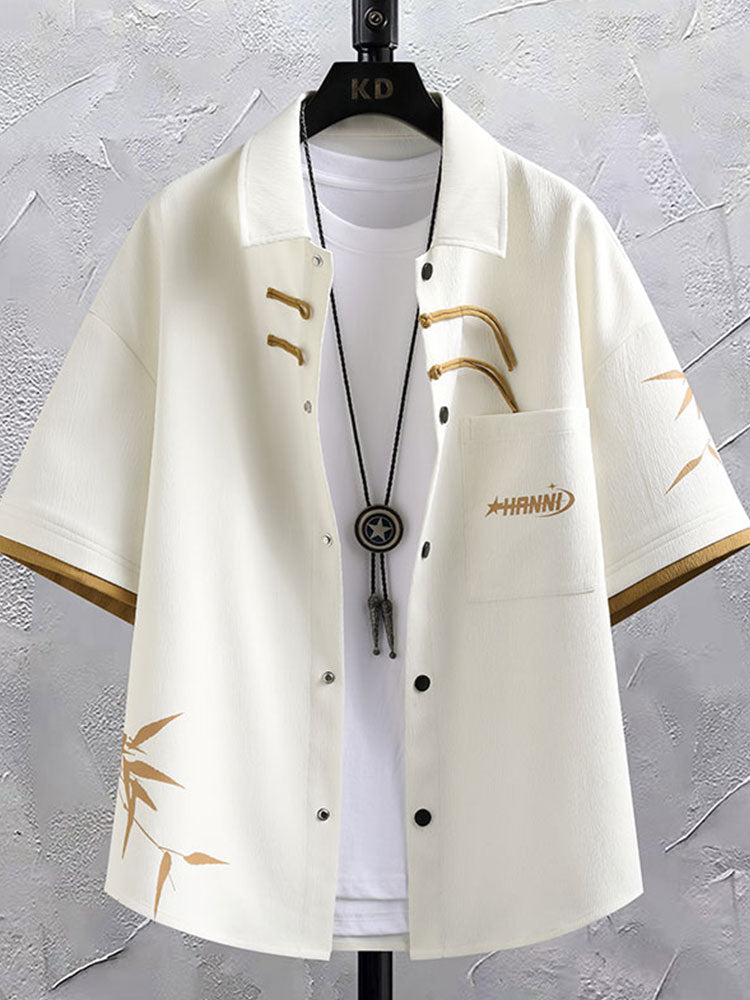 New Chinese Style National Style Suit Men's Summer Short Sleeve Shirt Shorts Wear A Set Of Casual Sports Clothes