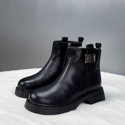 Winter Soft Leather Soft Sole Snow Boots For Women