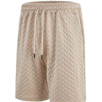 Herren Loose Solid Jacquard Drawstring Casual Beach Pants