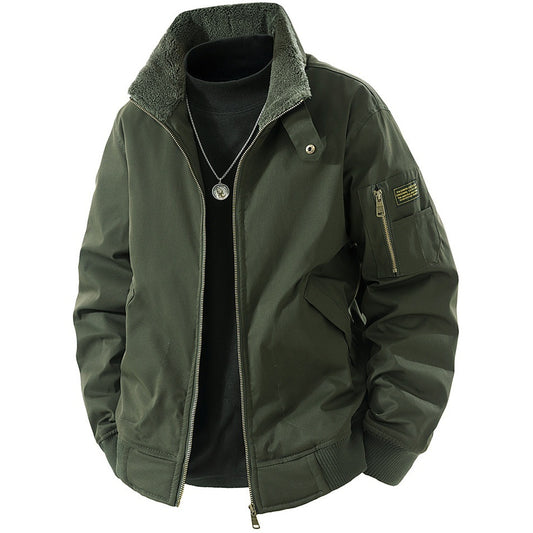 Verdickte gefütterte Fleece Jacke aus Baumwolle