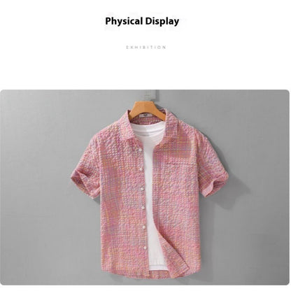 Sommer Neue Mode Trendy Loose Dünnes Hemd Plaid Männer Kleidung