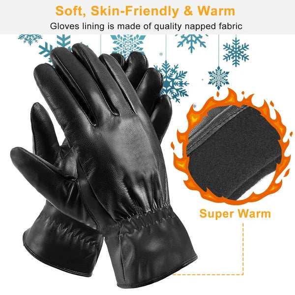 Unisex Leder Handschuhe - Outdoor Winddichte  Winterhandschuhe