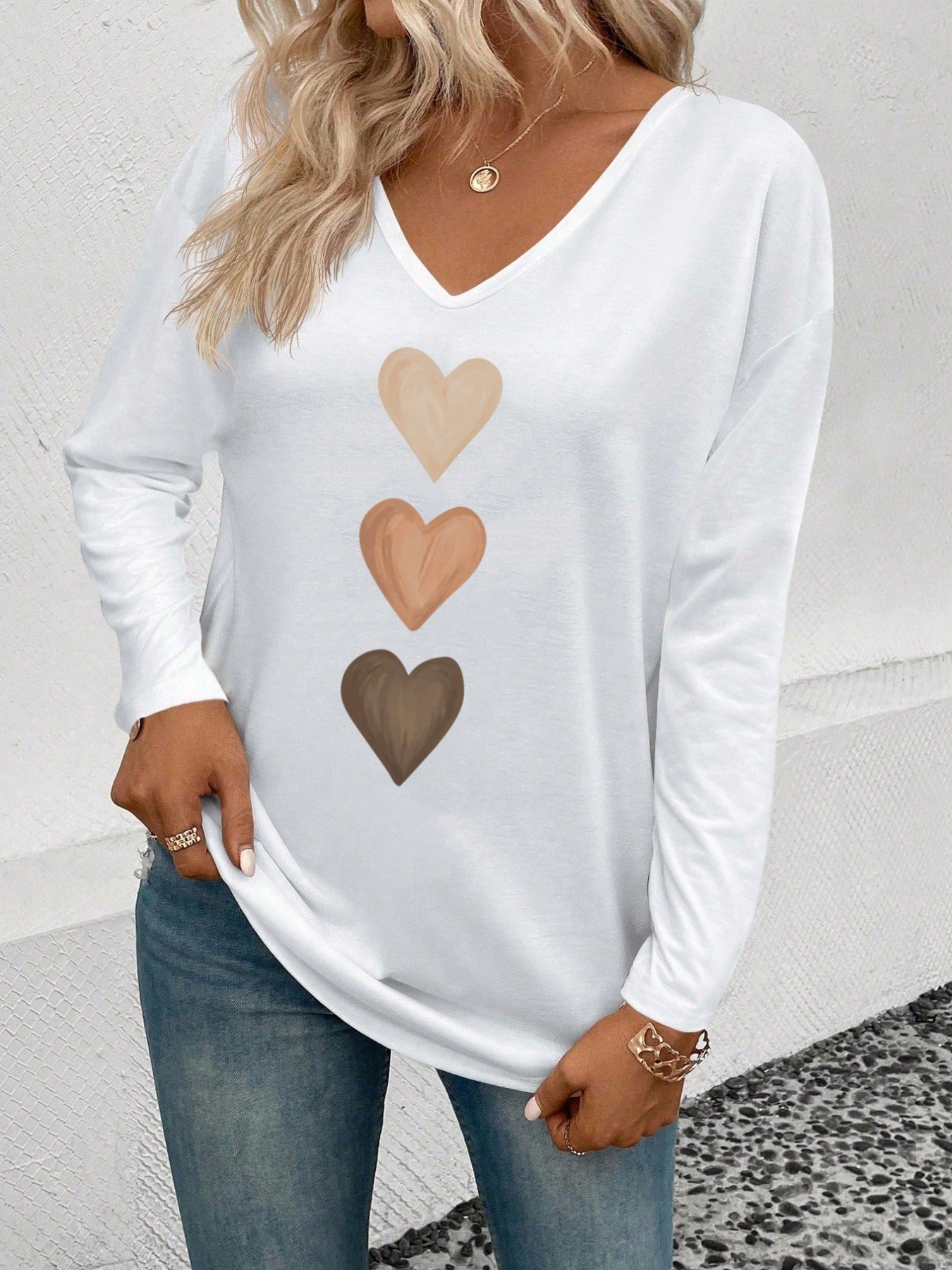 Fashionable Casual And Comfortable Women's V-neck Long-sleeve Top