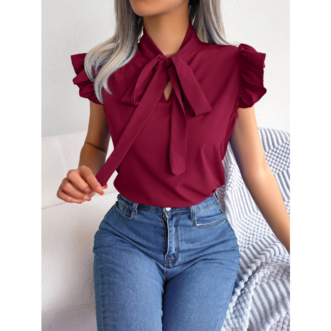 Romantische Chiffon-Bluse mit Rüschen und Schluppe