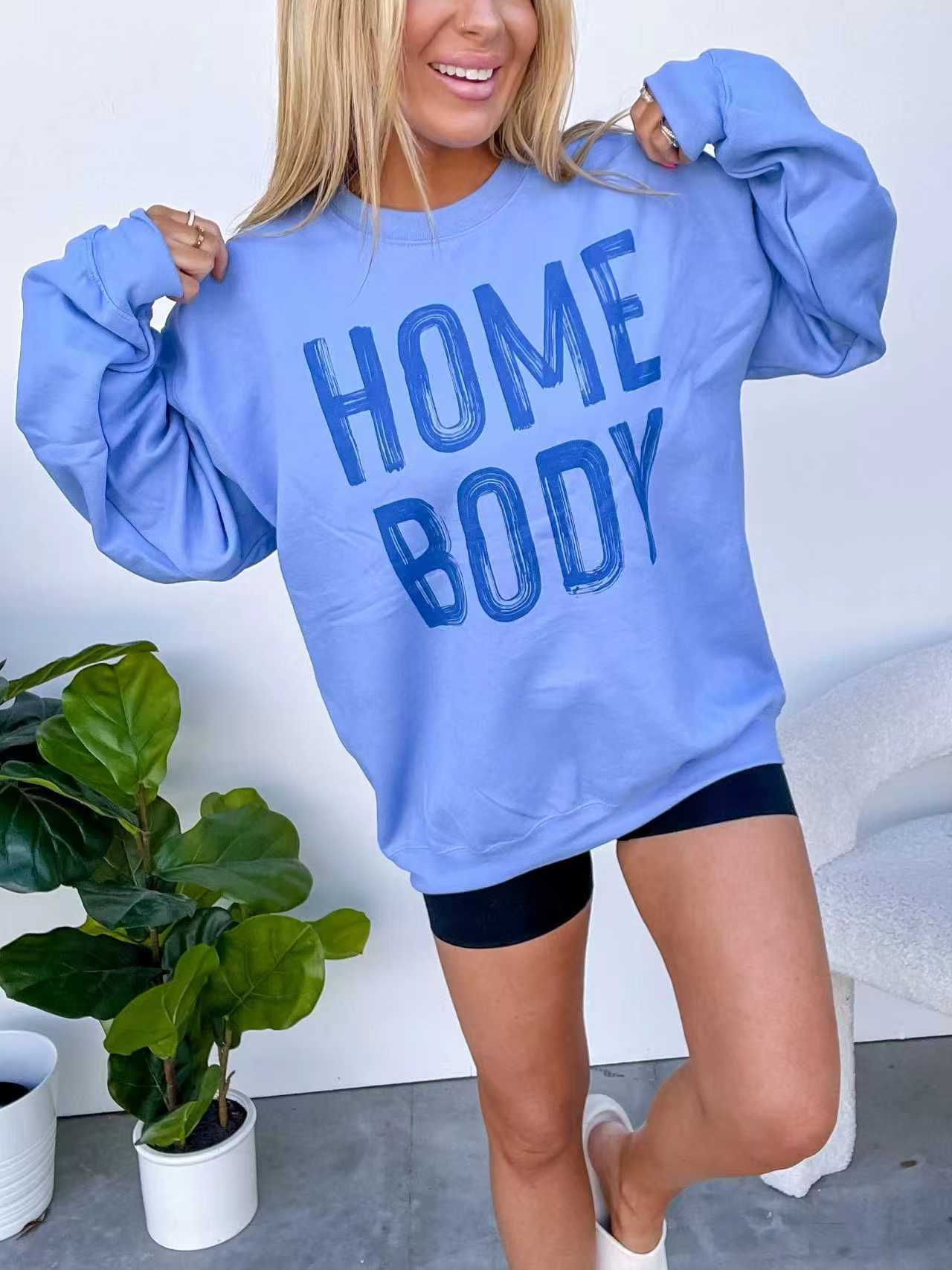 New Loose Letter Print Round-neck Sweatshirt For Women