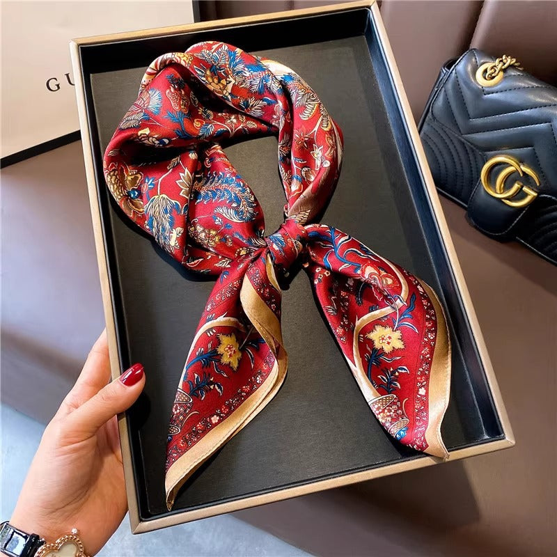 Women's 100 Mulberry Silk Crepe Satin Vintage Scarf