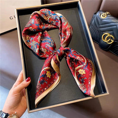 Women's 100 Mulberry Silk Crepe Satin Vintage Scarf