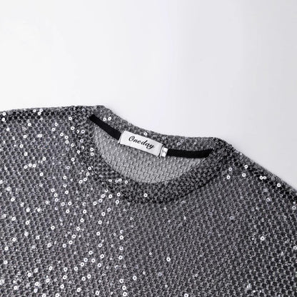 Western Style See-through Mesh Kurzarm-T-Shirt