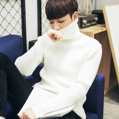 Thick High Collar Warm Solid Color Men's Sweater