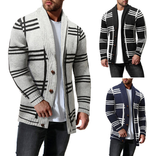 Men's Knitwear Sweater Fashion Color Blocking Cardigan Jacket