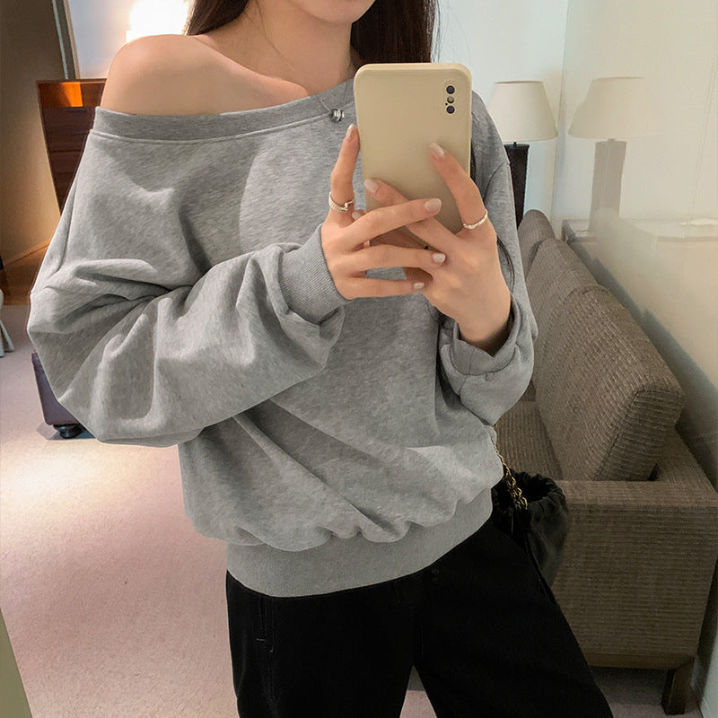 Casual Loose Shoulder Sweater For Women